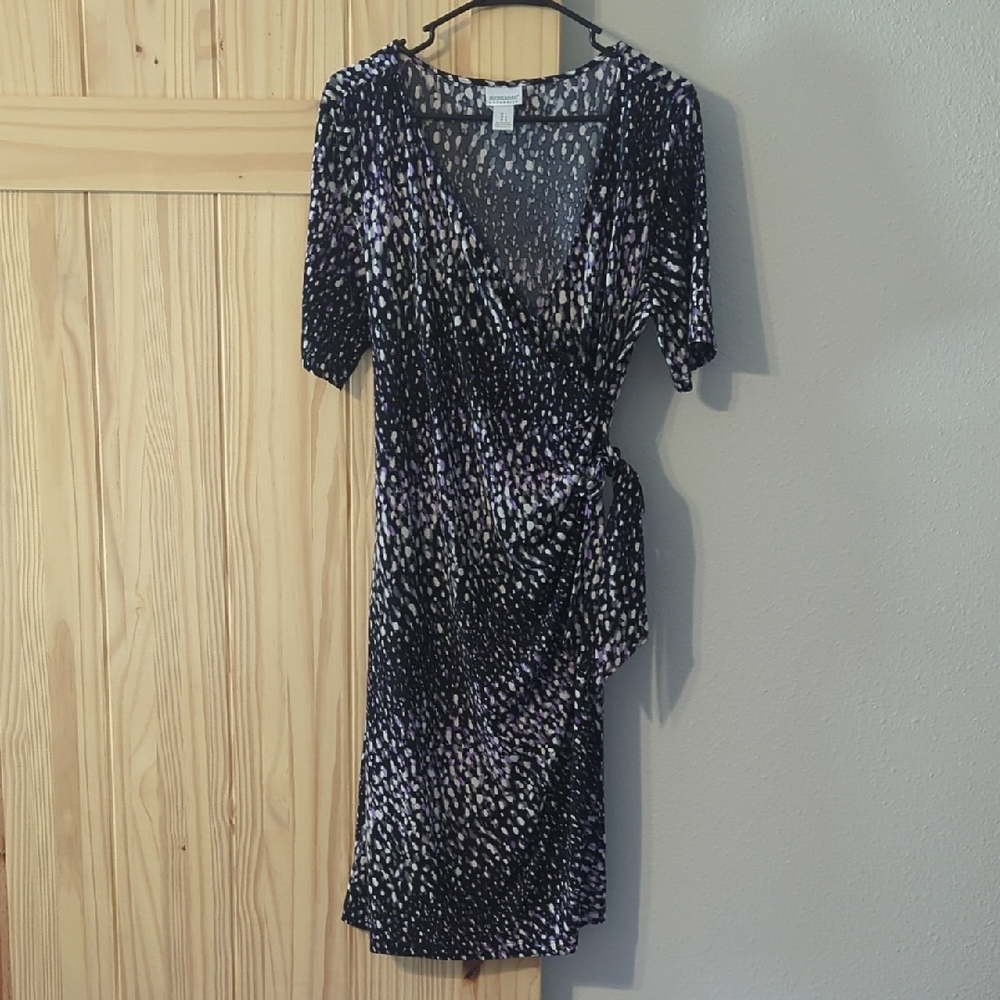 Elegant Black and Purple Maternity Wrap Dress